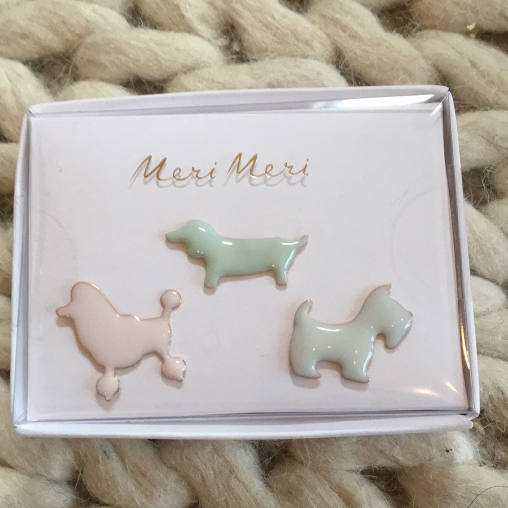 Brand new, sealed Meri Meri dog pins